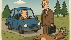 Skämt: Ska jag ringa advokat vid rådjur?