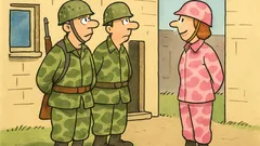 Skämt: Rosa är bästa kamouflagefärgen på soldaten