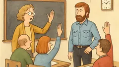 Skämt: I skolan räckte lärarna upp handen…